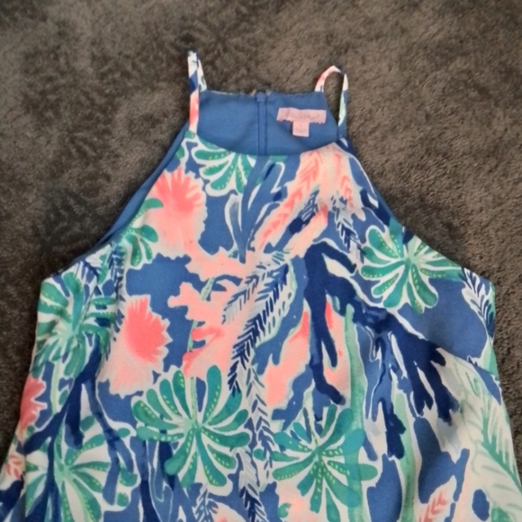Lilly Pulitzer Pearl Romper In Jet Stream Print Pink Blue Green White - 0 - Picture 11 of 15
